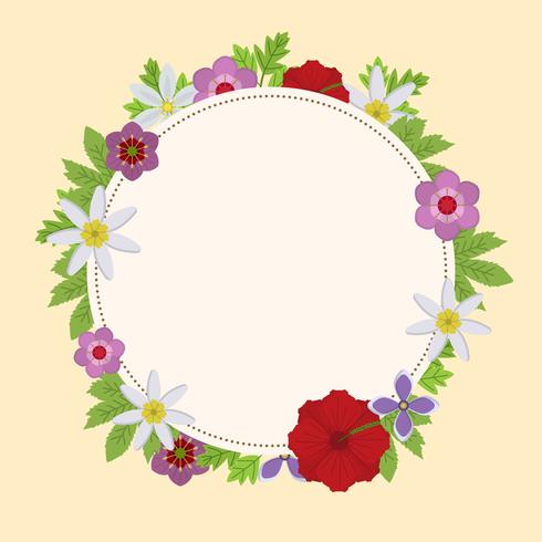 Flat Circle Floral Spring Wreath Vector Illustration
