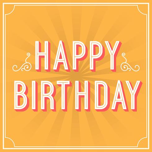 Flat Retro Happy Birthday Greeting Typography Vector Illustration