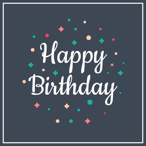 Flat Simple Happy Birthday Typography Vector Illustration