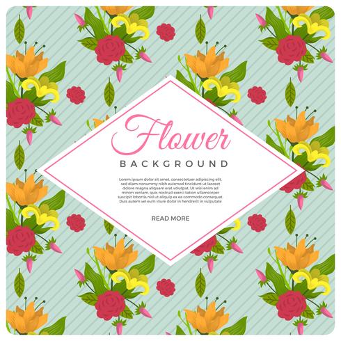 Flat Vintage Style Flower Vector Background Template