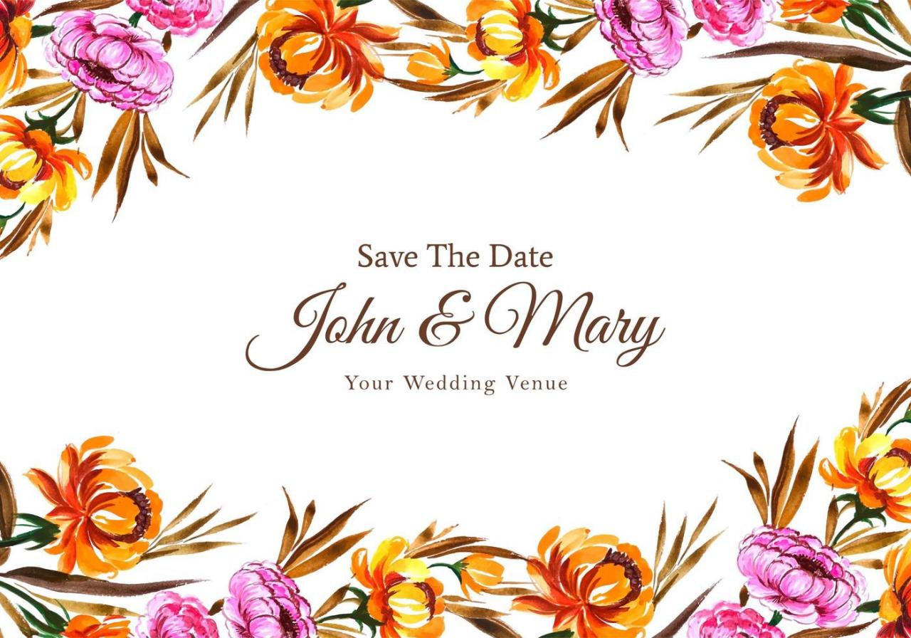 Floral save the date wedding card template vector
