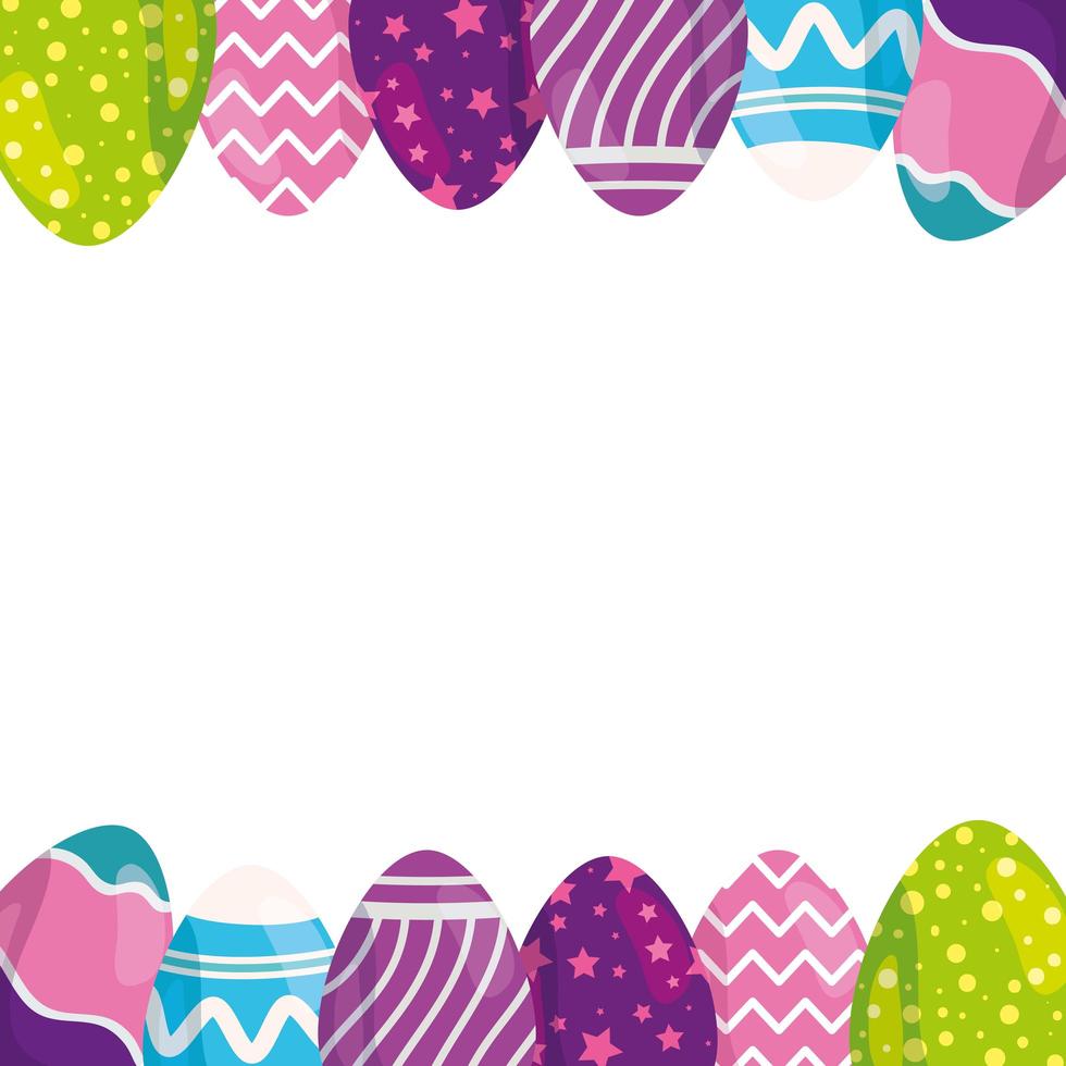 frame of cute eggs easter decorated vector