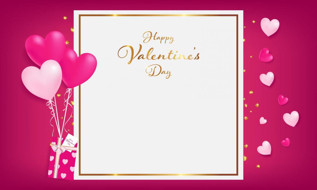 Frame of valentine's day with golden border vector