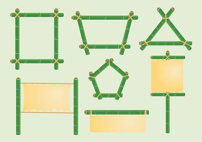 Frame shape green bamboo vector pack