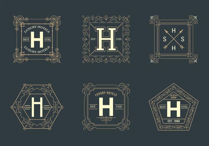 Free Retro Square Hotel Logos Vector