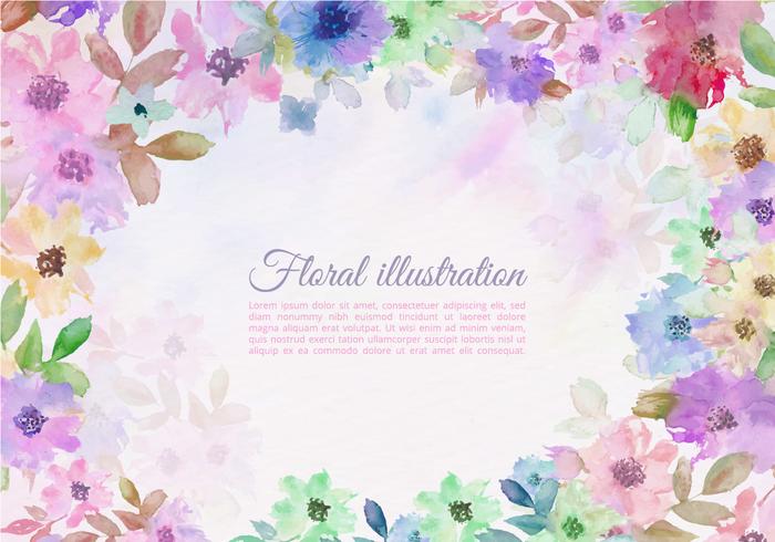 Vector Colorful Watercolor Flower Border