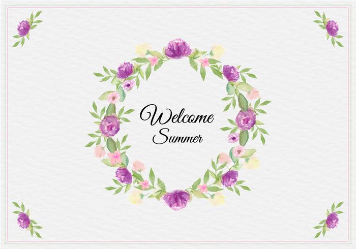 Free Vector Summer Illustration With Watercolor Floral Frame