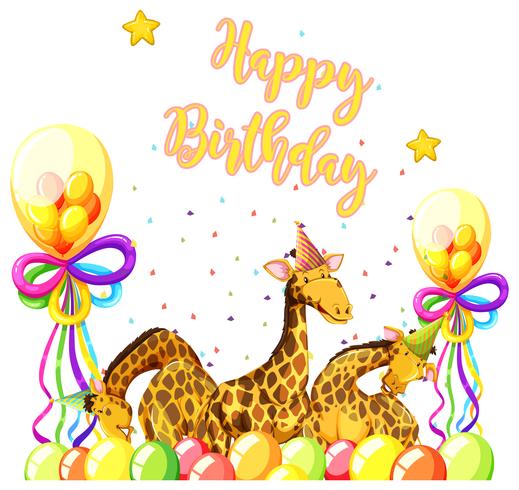 Giraffe with birthday theme vector