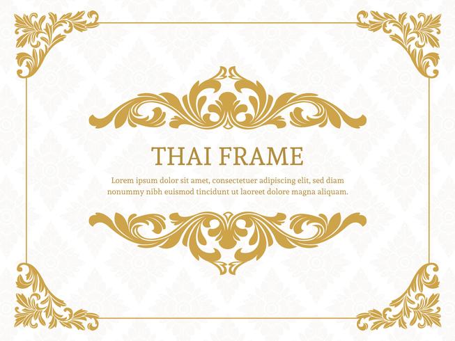 Gold Elegant Thai Themed Border Frame vector