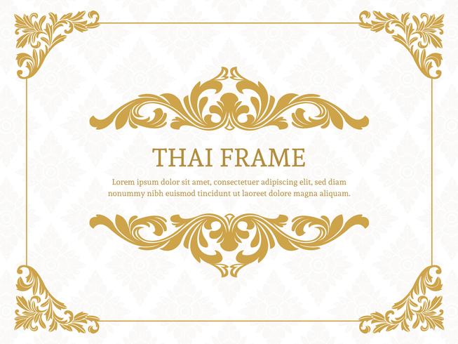 Gold Elegant Thai Themed Border Frame vector