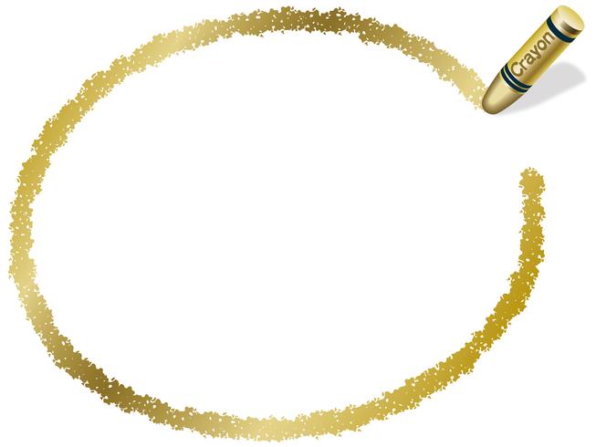 Gold ellipse crayon frame, vector illustration. 