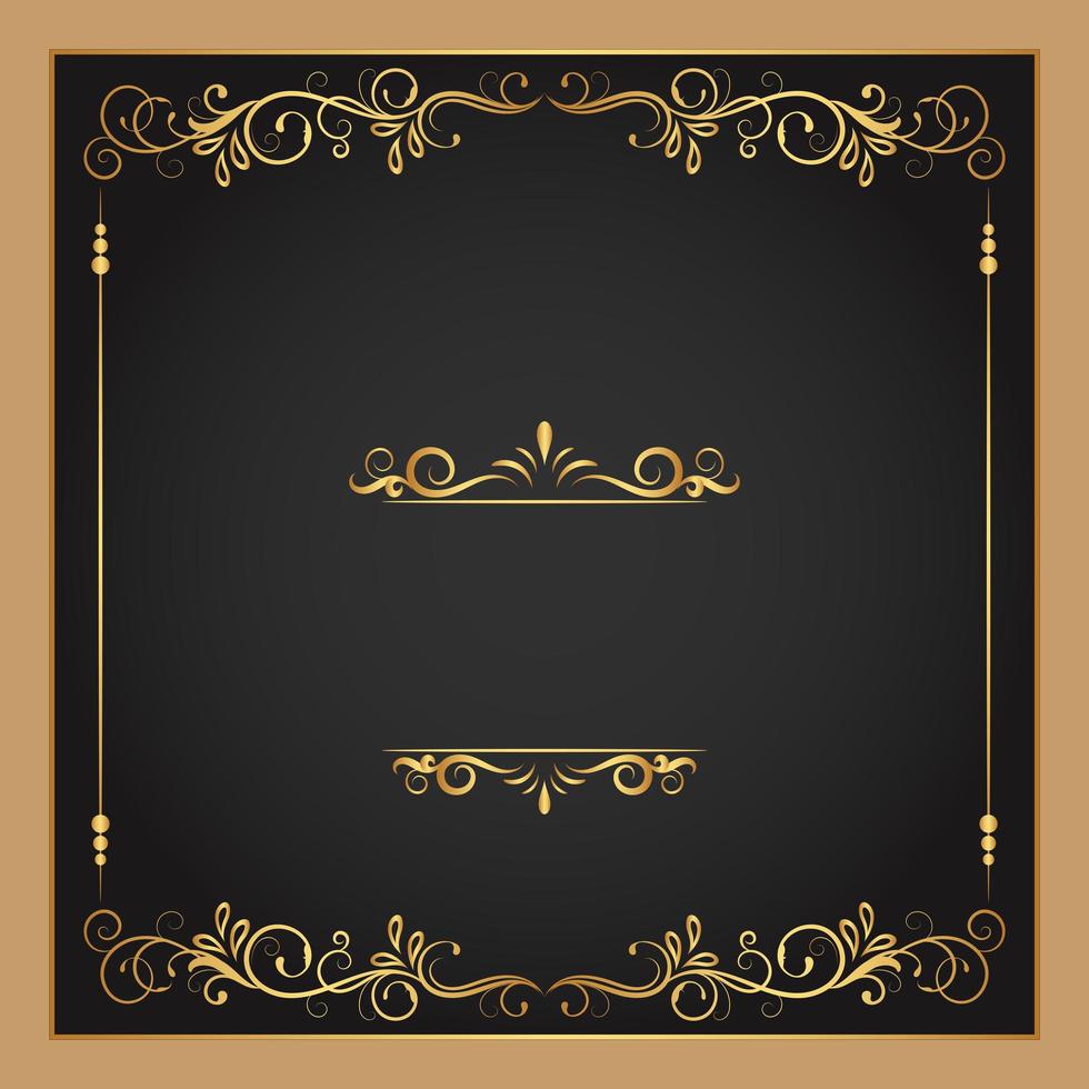 Gold Flourishes and Borders Square Frame vector