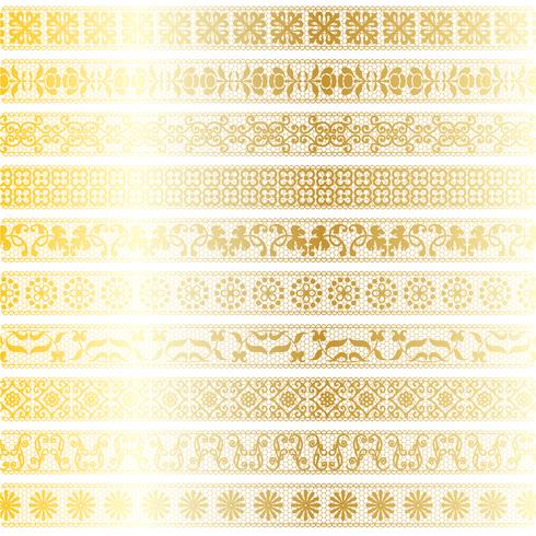 gold lace border patterns vector