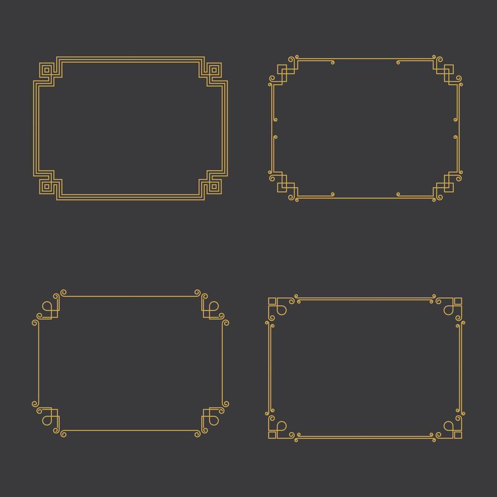 Gold ornate frame set vector