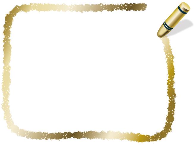 Gold rectangle crayon frame, vector illustration. 