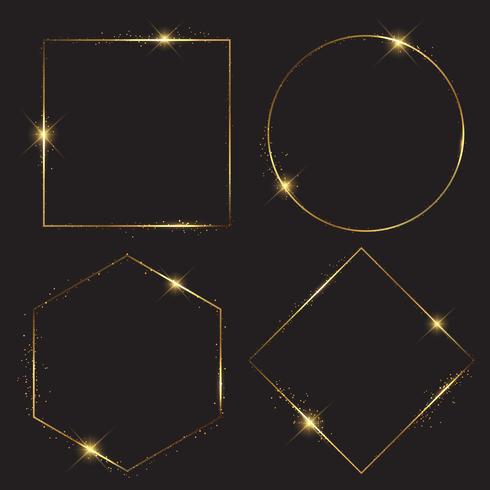 Gold sparkle frames collection vector