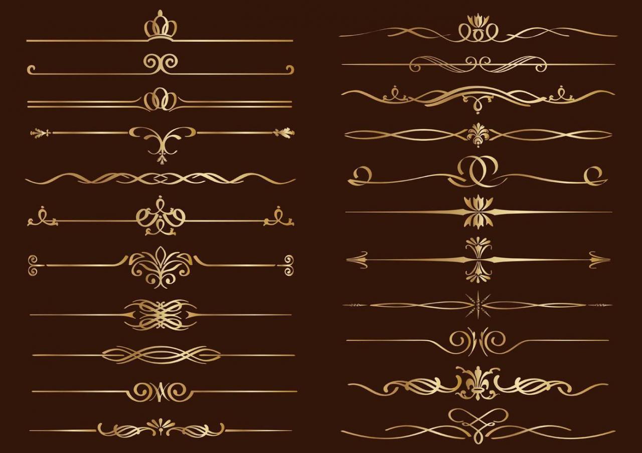 Gold Vintage Single Border Set vector