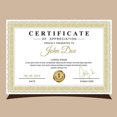 Golden Frame Certificate of Appreciation vector