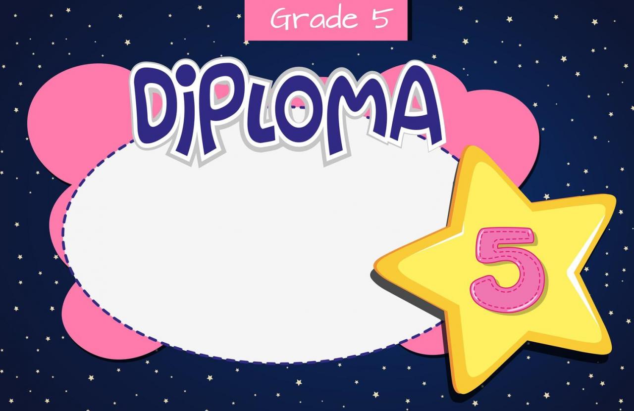 Grade 5 diploma certificate template vector