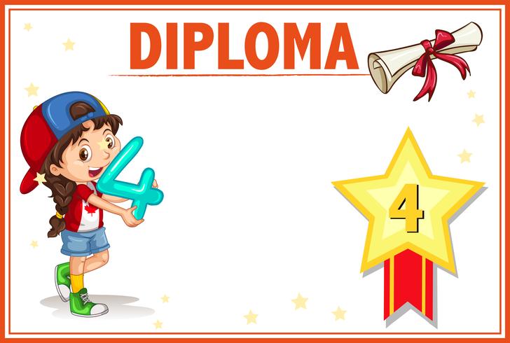 Grade four diploma certificate template vector