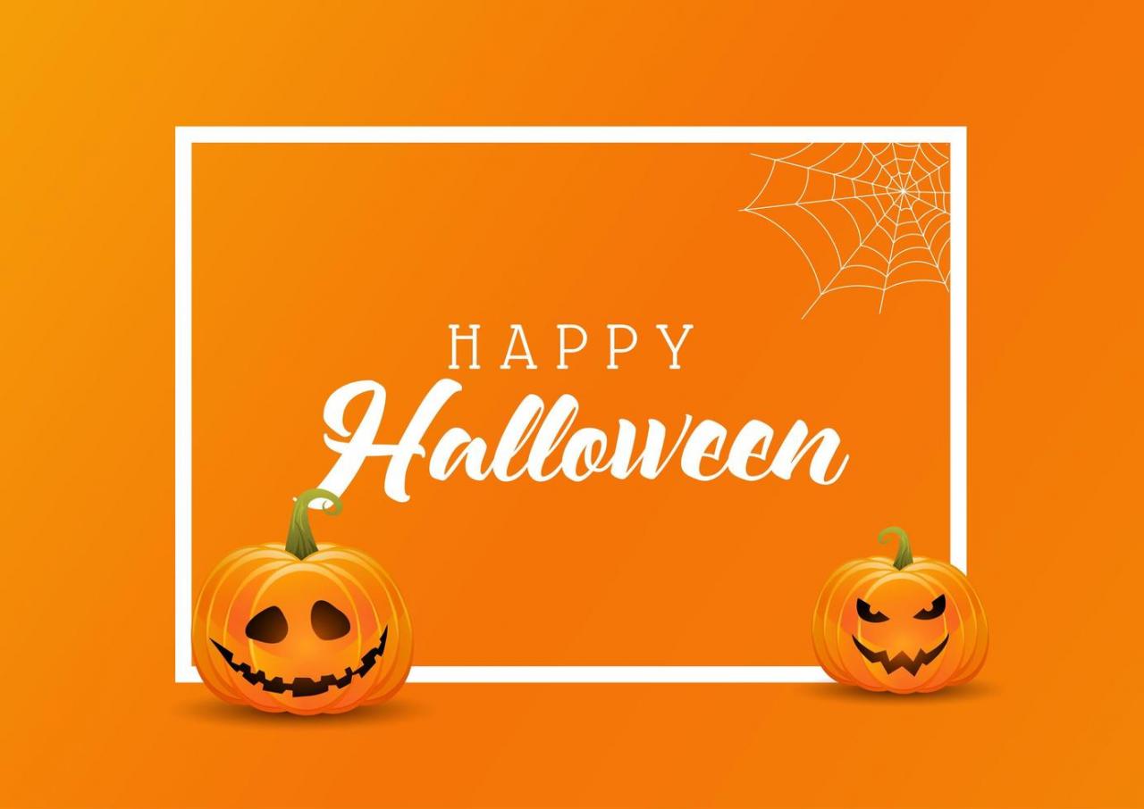 Halloween background with pumpkins on a white frame vector