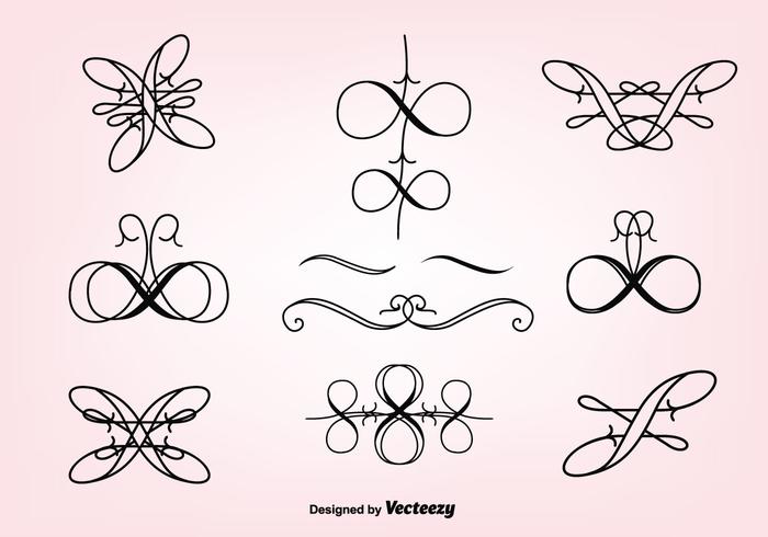 Hand Drawn Curly Swirl Vector Set