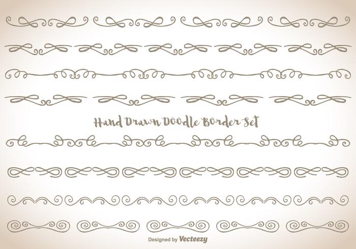 Hand Drawn Doodle Border Set vector