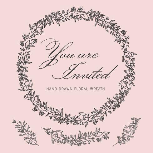 Hand Drawn Floral Wreath Vector