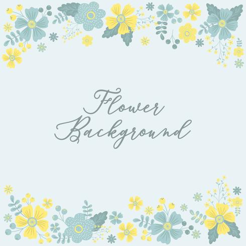 Hand drawn Flower Invitation Border Background - Vector Illustration