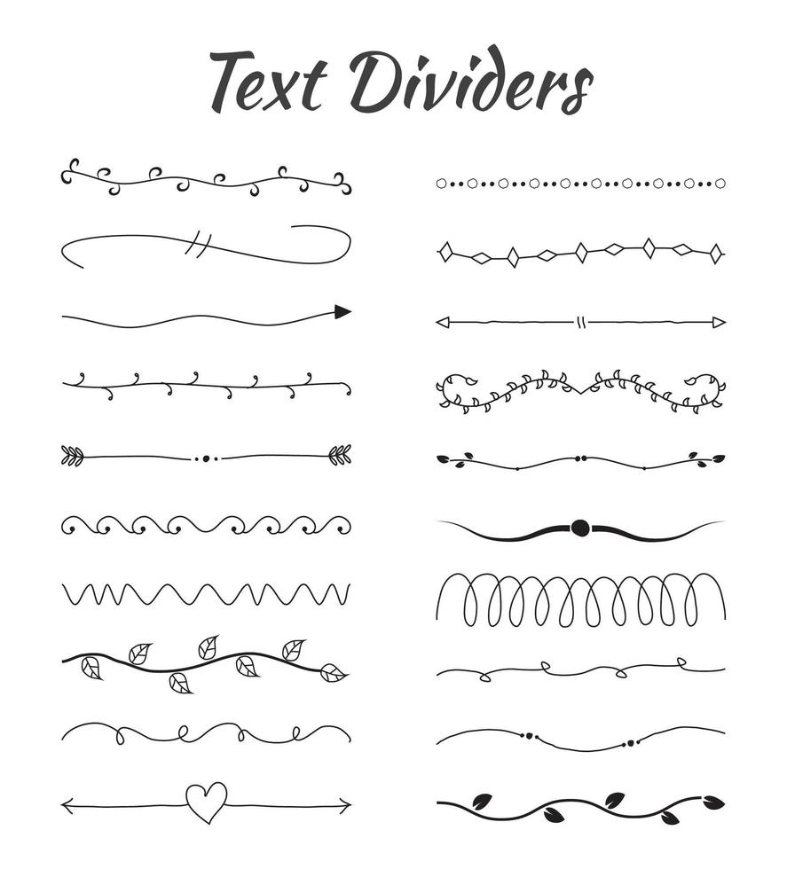 Hand Drawn Text Dividers vector
