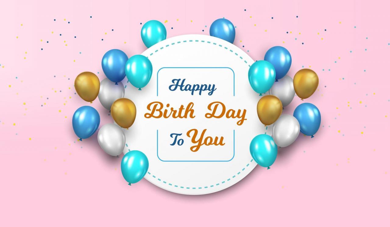Happy Birthday balloon greeting with circle frame vector