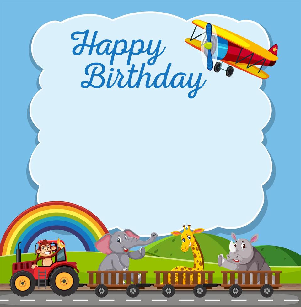 Happy birthday card frame template vector