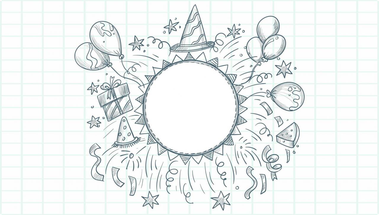 Happy birthday celebration circular frame vector