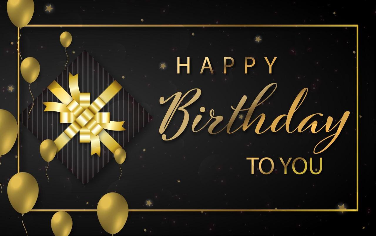 Happy Birthday design with golden color balloons and gift box vector