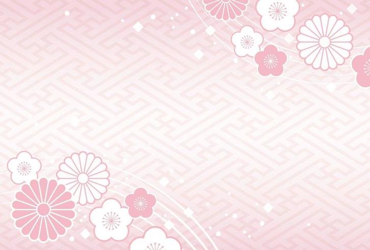Japanese New Years card template with traditional patterns. vector