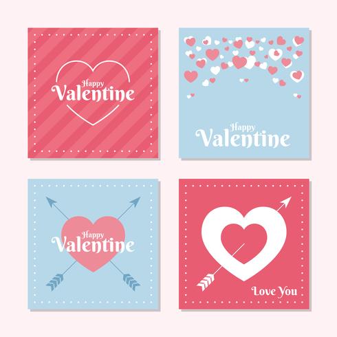 Love Valentine Card Template Set vector