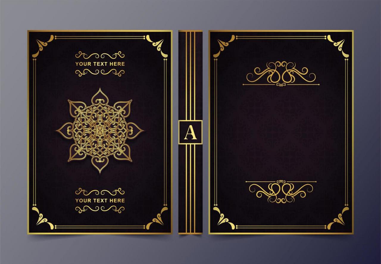 Luxury gold ornamental book cover design vector