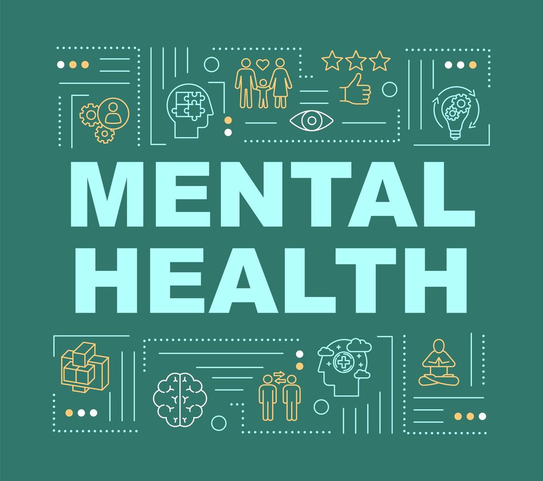 Mental health word concepts banner. Happy healthy mind. vector