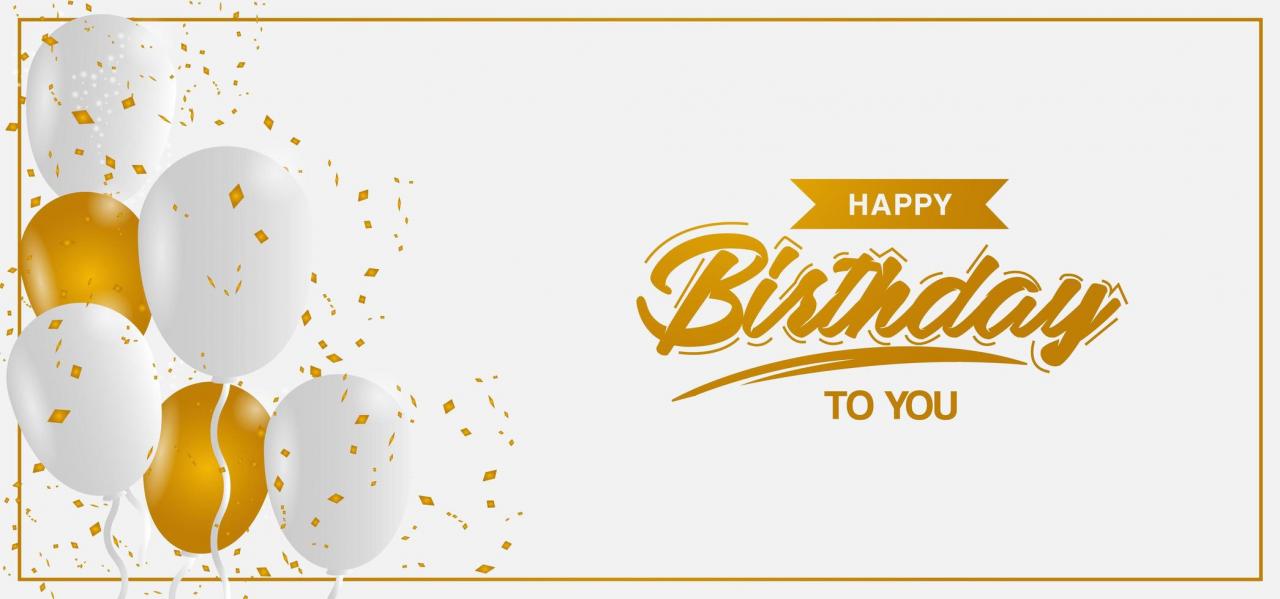 Minimalistic golden and white birthday design vector