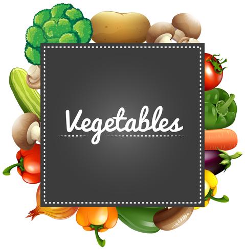 Mixed vegetables around the border vector