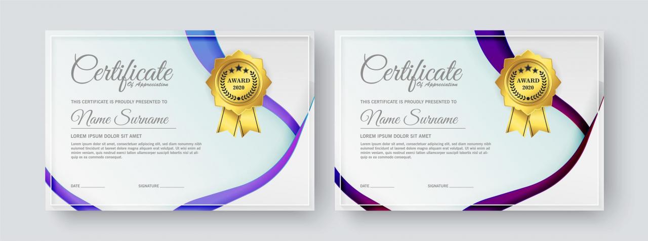 Modern diploma certificate templates set vector
