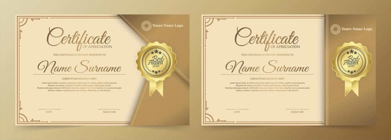 Modern Golden Certificate Set  vector