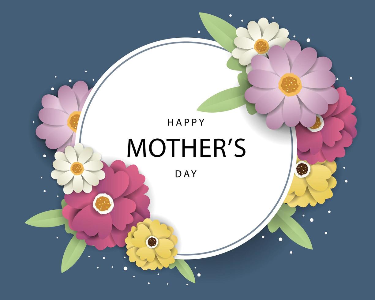 Mother's Day greeting card with Circle  Frame vector