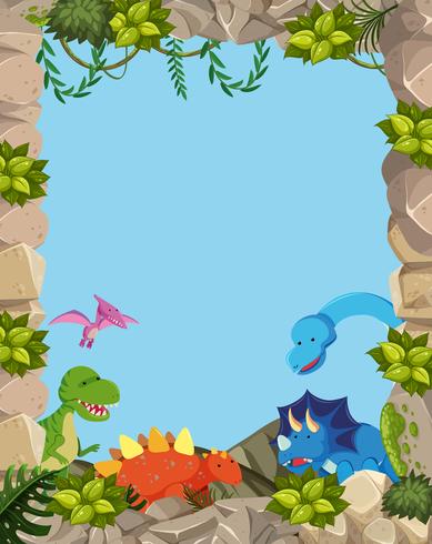 Nature cute dinosaur frame vector