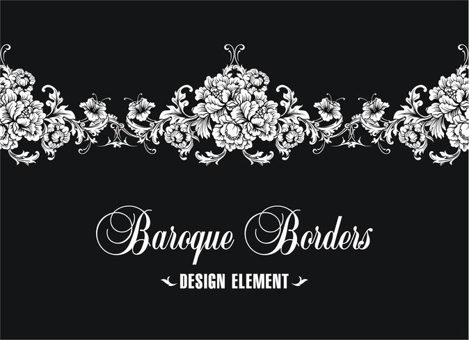 Ornamental border, frame. Baroque pattern. Vector seamless