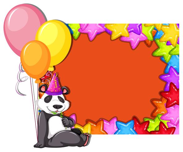 Panda on birthday card template vector