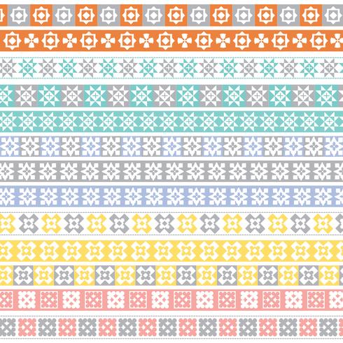 pastel quilt border patterns vector