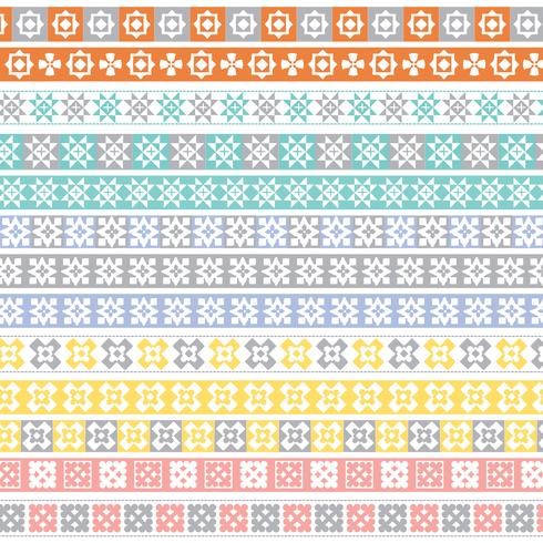 pastel quilt border patterns vector