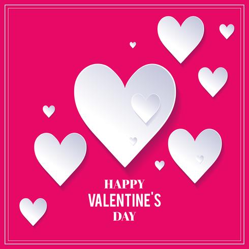 Pink Valentines Day background with white hearts. White hearts on pink background. Valentine's Day background vector