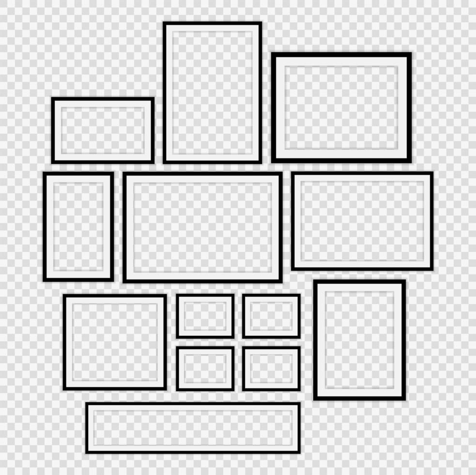 Realistic black picture frame set vector